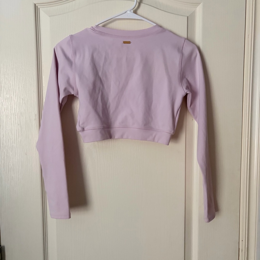 L*Space Active Light Pink Peony Aim High Crop Long Sleeve Athletic Top, Small - Picture 6 of 13